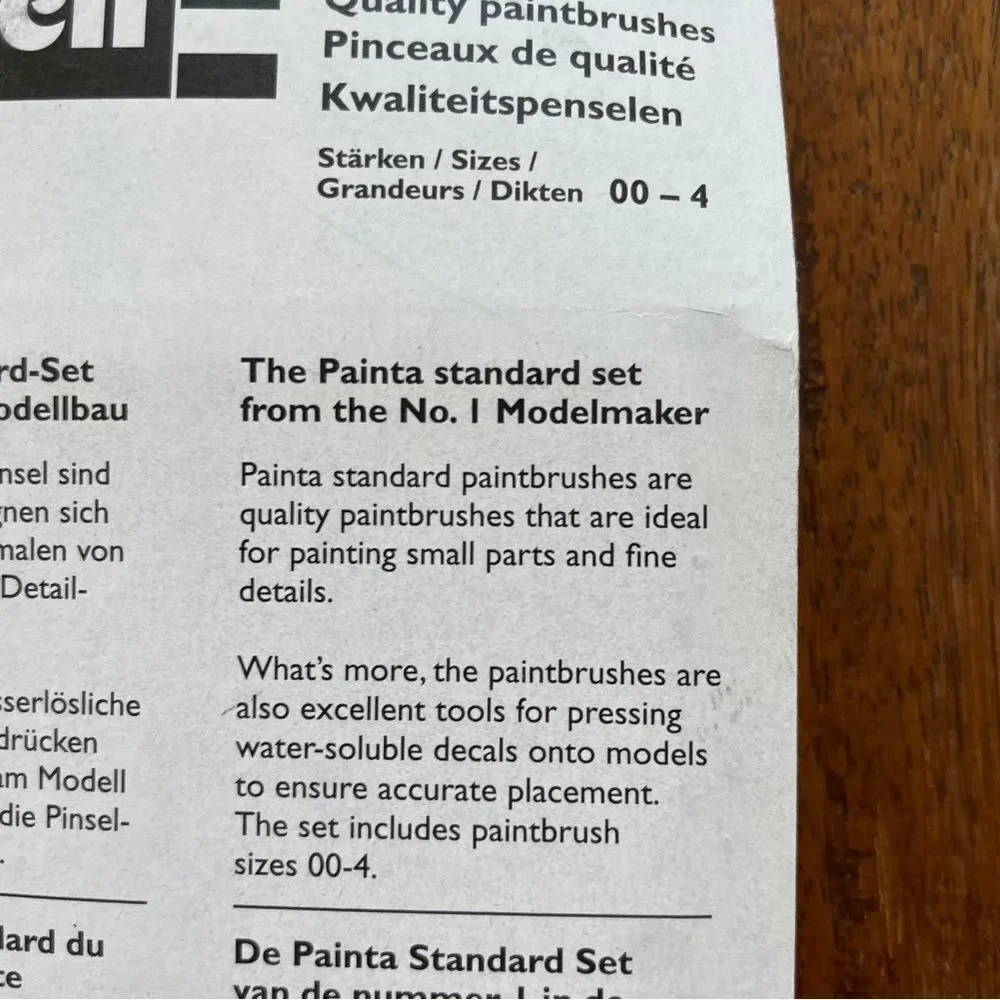 Revell Painta Standard Brush Set Sizes 00-4 Model Making